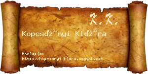 Kopcsányi Klára névjegykártya